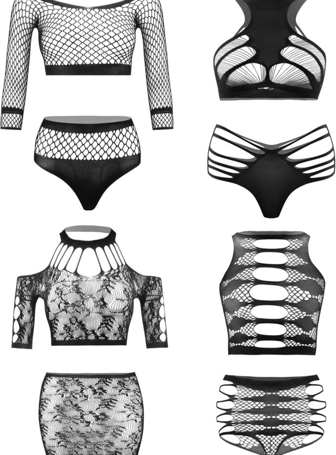 Women's Fishnet Lingerie Lace Stockings Bodysuits Mesh Babydoll for Women
